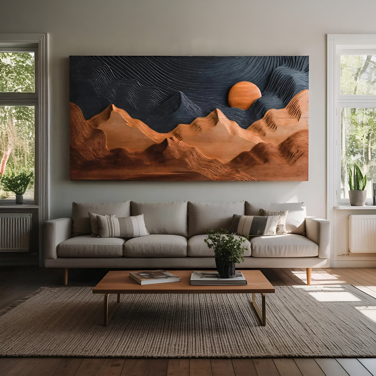 Sunrise Over Mountain Wall Sculpture For Home Decor - Image 5