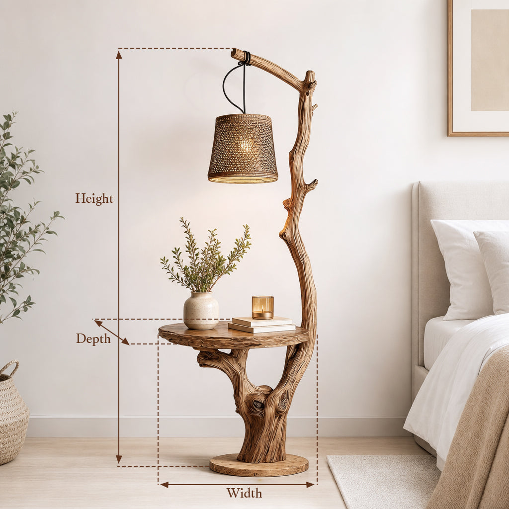 Rustic Driftwood Floor Lamp With Shelves - Image 2