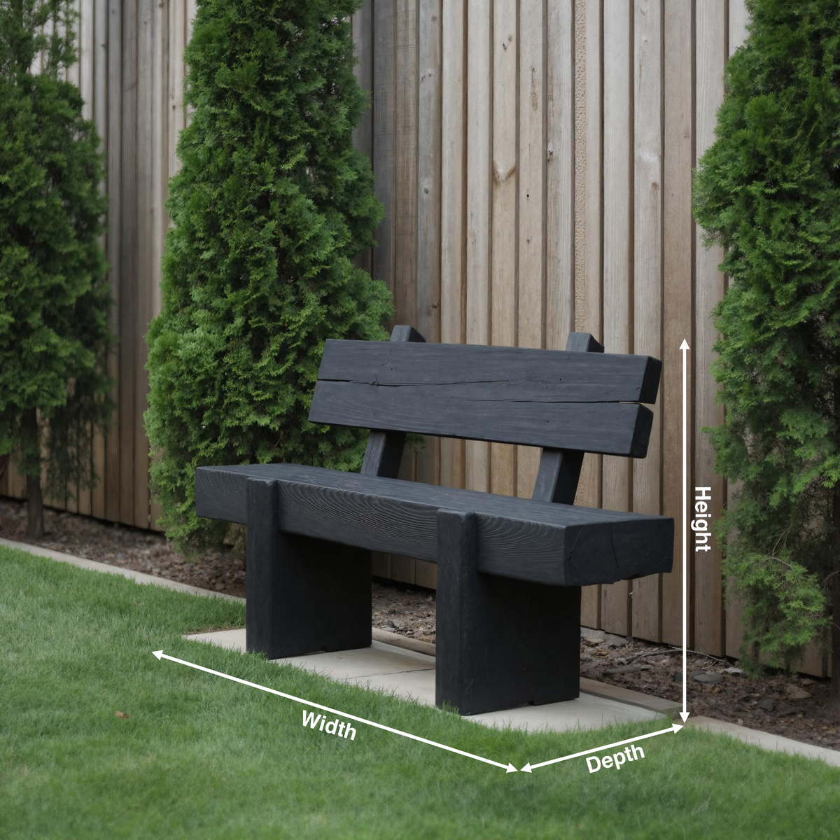 Modern Solid Wood Outdoor Bench With Charred Finish For Garden Or Patio - Image 8