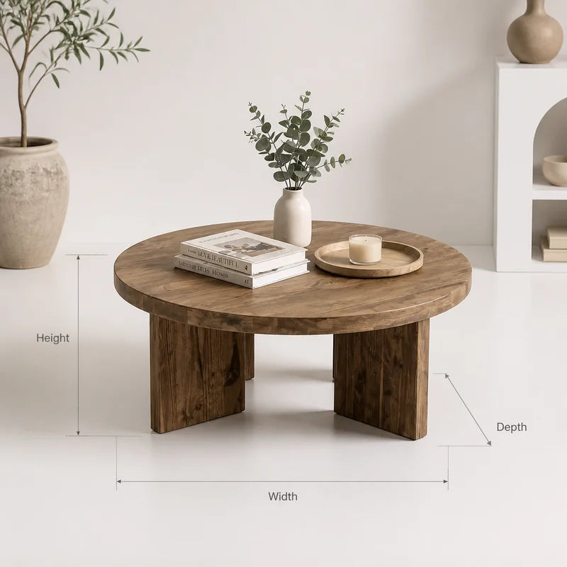 Sculptural Round Solid Wood Coffee Table - Image 2