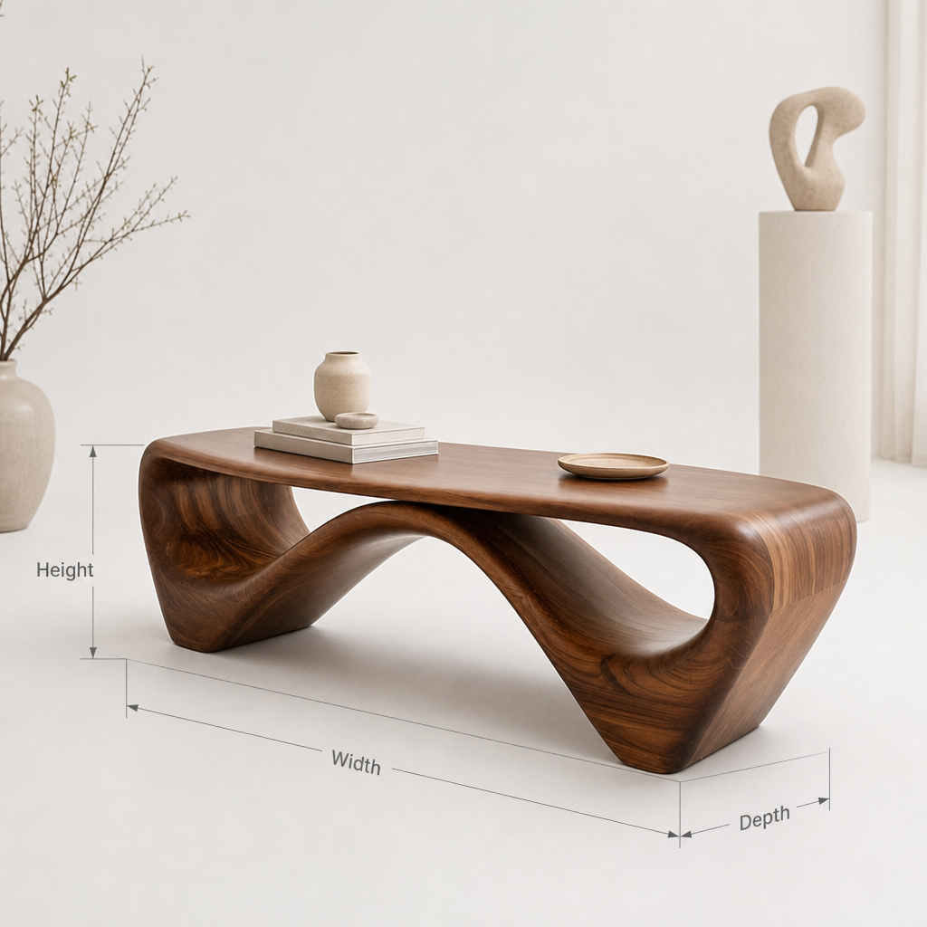 Solid Walnut Sculptural Bench - Image 2