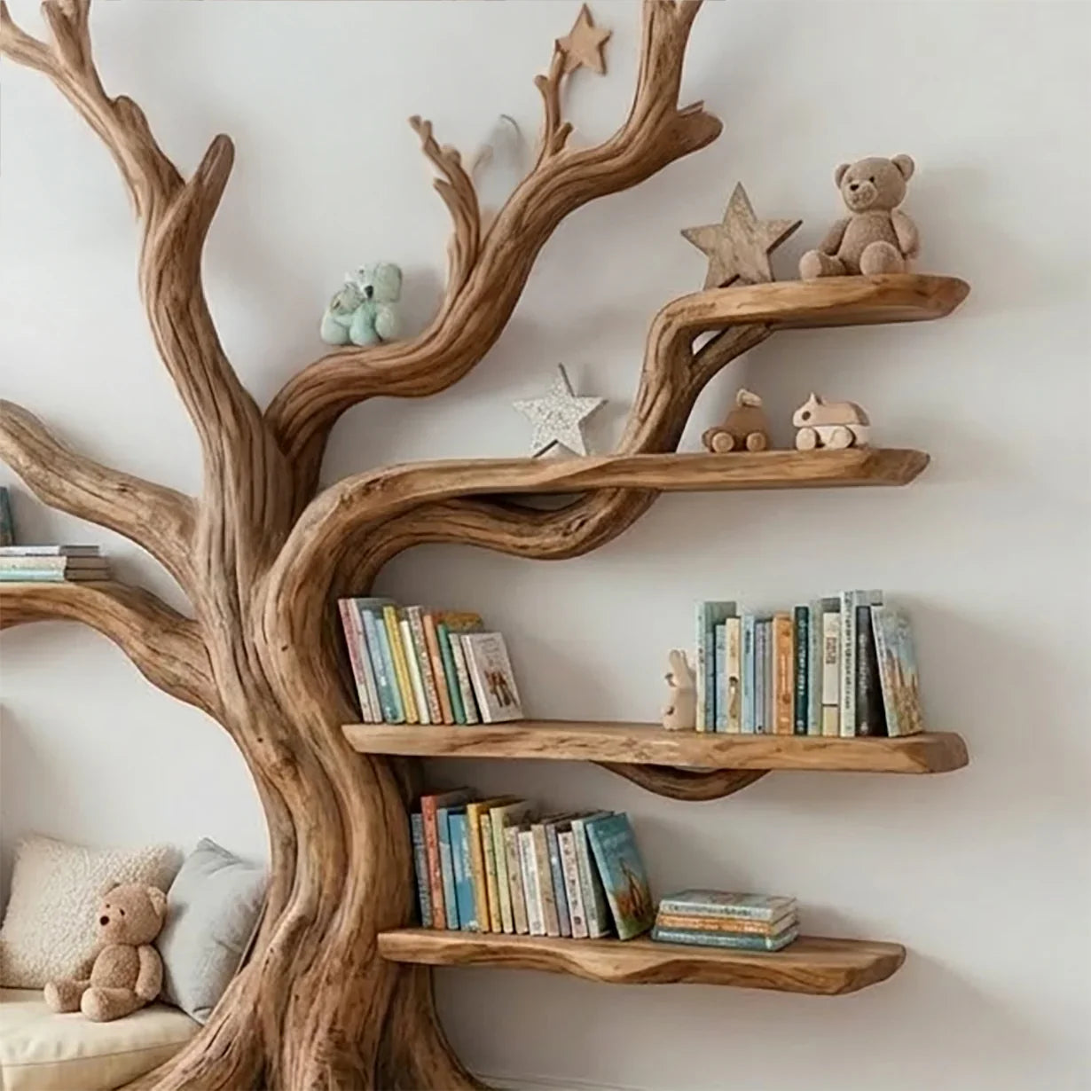 Handcrafted Solid Wood Nursery Decor & Kids' Library - Image 4