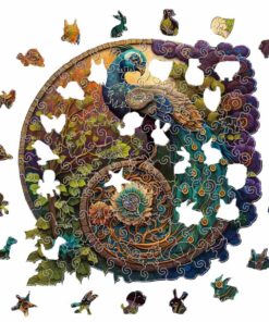 Alternative view of Peacock Yin Yang Wooden Jigsaw Puzzle – Unique Shaped Pieces for Adults
