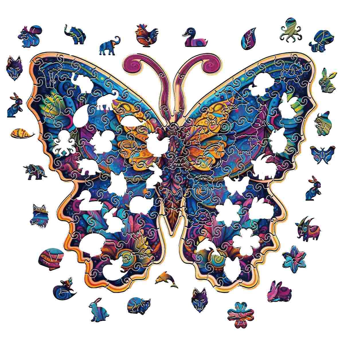 Galaxy Butterfly Wooden Jigsaw Puzzle – Unique Shaped Pieces for Adults - Image 2