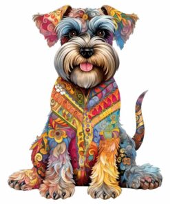 Schnauzer Dog Wooden Jigsaw Puzzle – Unique Shaped Pieces for Adults