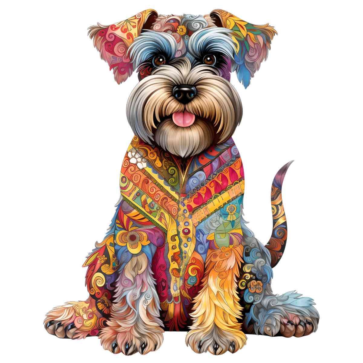 Schnauzer Dog Wooden Jigsaw Puzzle – Unique Shaped Pieces for Adults