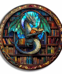 Stained Glass Dragon Wooden Jigsaw Puzzle – Unique Shaped Pieces for Adults