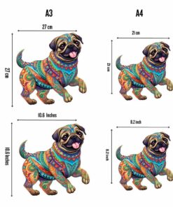 Alternative view of Pug Dog Wooden Jigsaw Puzzle – Unique Shaped Pieces for Adults