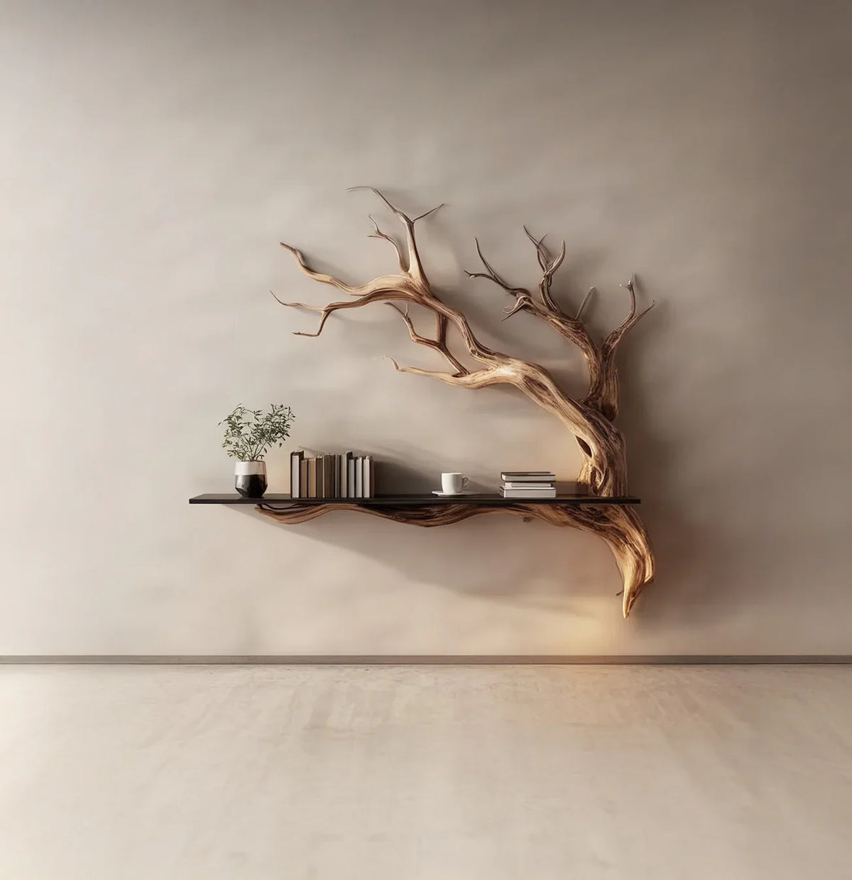 Handcrafted Wooden Tree Wall Shelf - Image 5