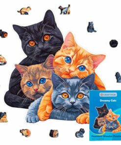 Alternative view of Dreamy Cats Wooden Jigsaw Puzzle – Unique Shaped Pieces for Adults