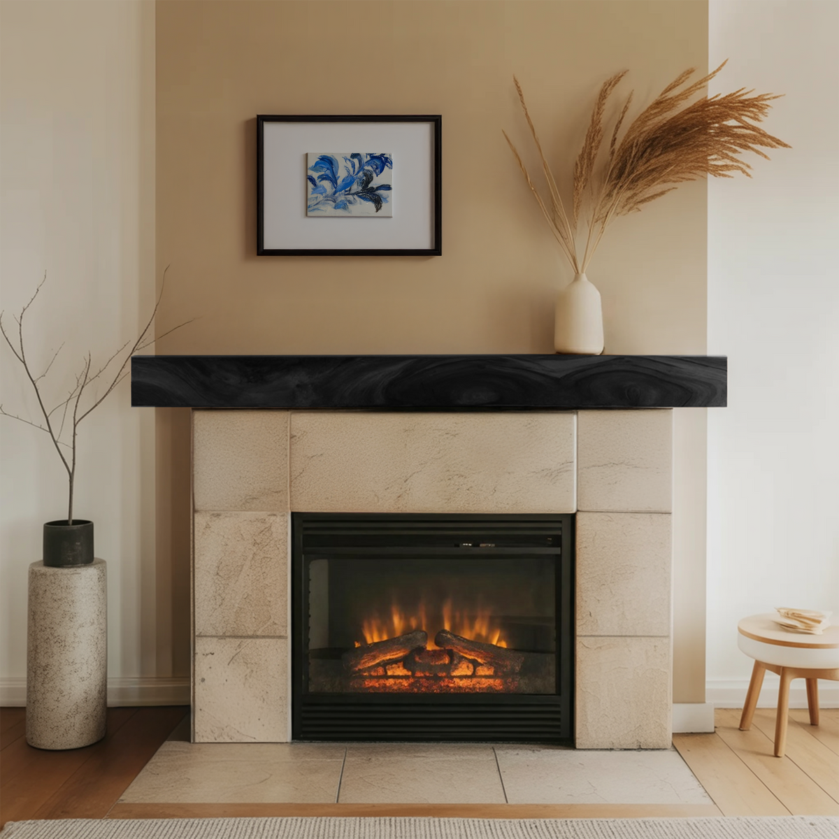 Rustic Floating Mantel Shelf For Fireplace Living Room Wall - Image 4