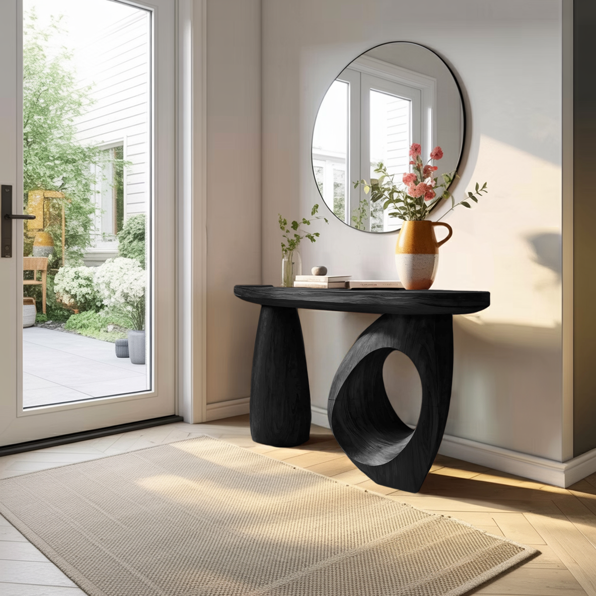 Mid Century Sculptural Live Edge Console Table For Luxury Entryway - Image 4
