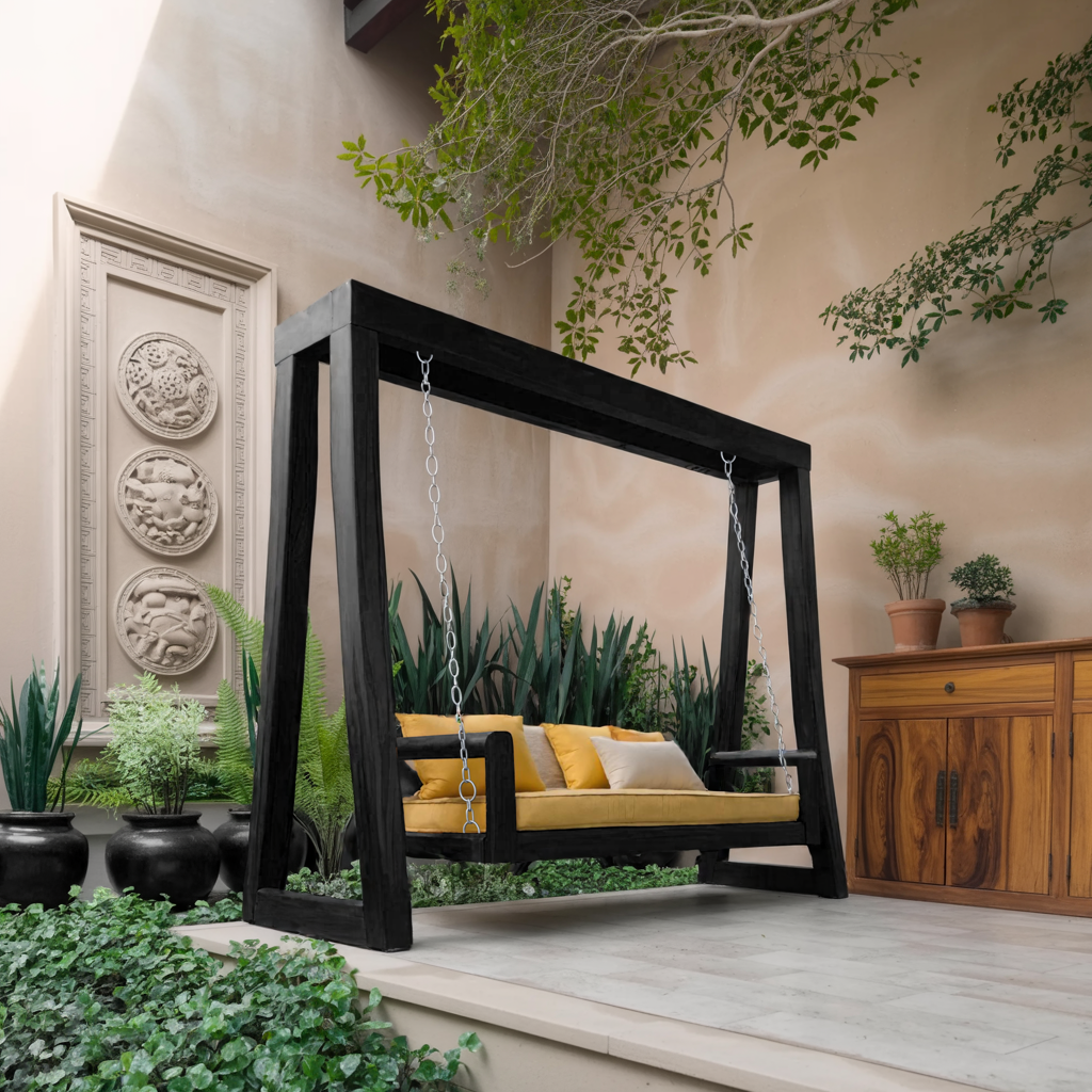 Contemporary Outdoor Swing Bench For Garden Patio Relaxation - Image 4