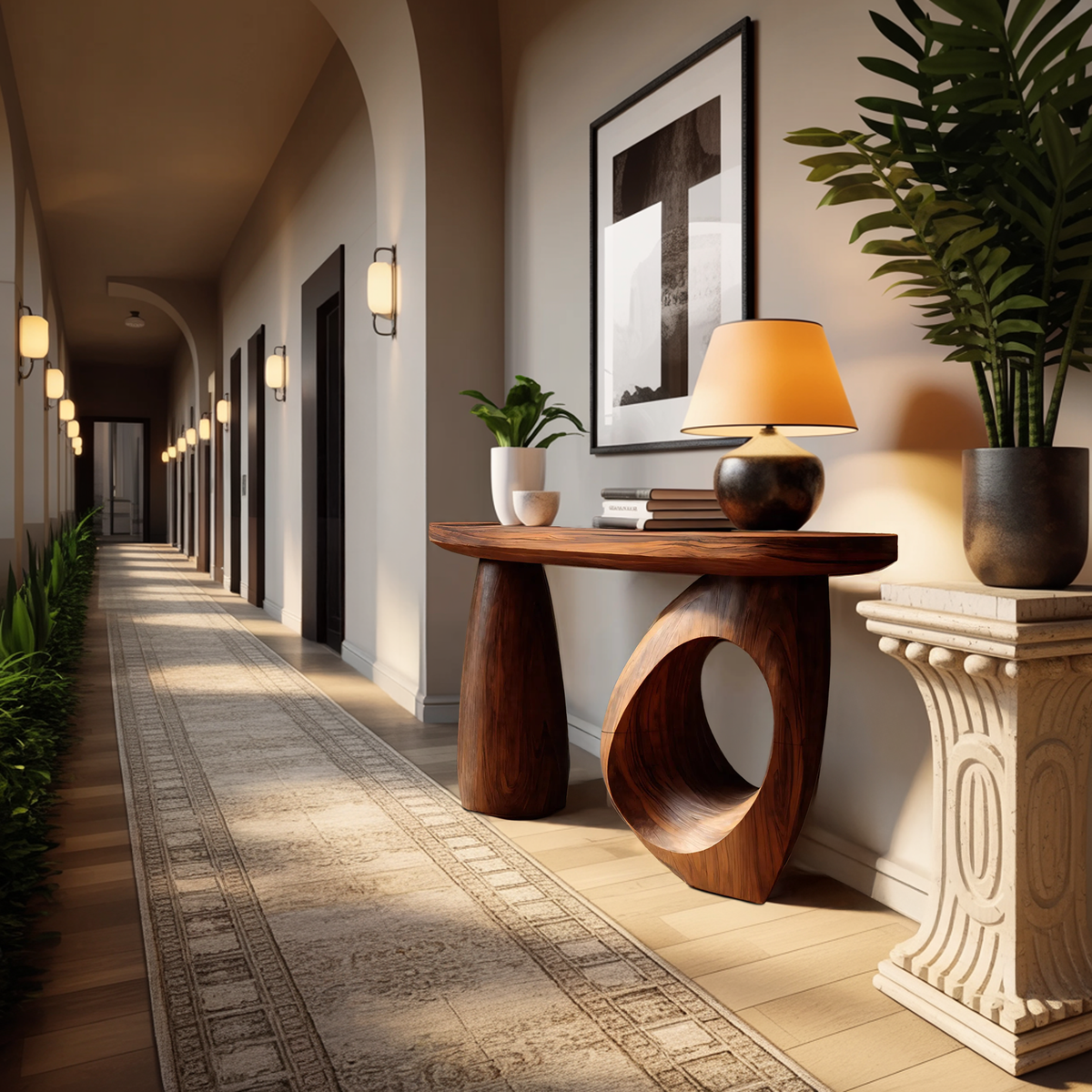 Mid Century Sculptural Live Edge Console Table For Luxury Entryway - Image 6