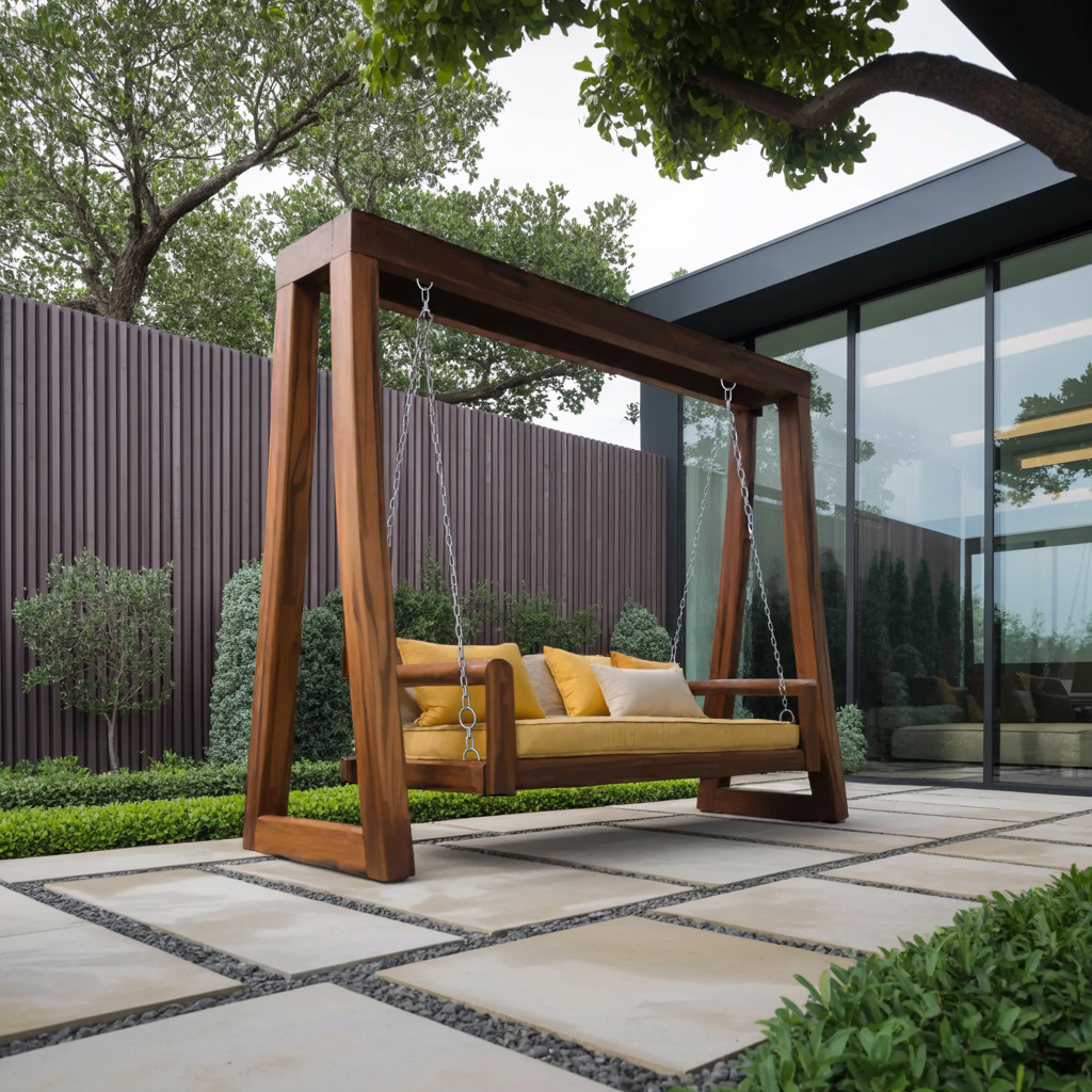 Contemporary Outdoor Swing Bench For Garden Patio Relaxation - Image 6