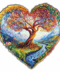 Tree of Love Wooden Jigsaw Puzzle – Unique Shaped Pieces for Adults