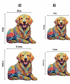 Alternative view of Golden Retriever Dog Wooden Jigsaw Puzzle – Unique Shaped Pieces for Adults