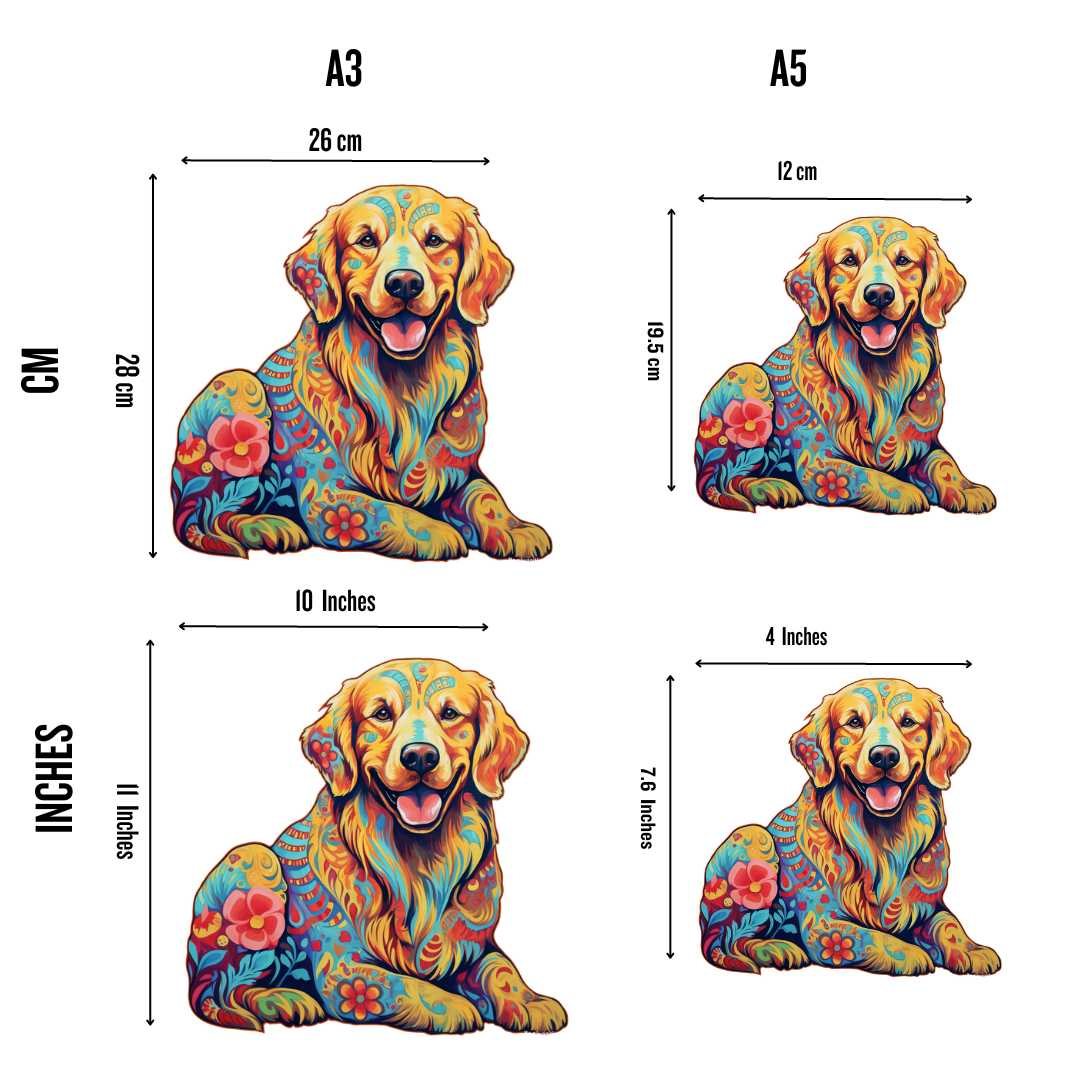 Golden Retriever Dog Wooden Jigsaw Puzzle – Unique Shaped Pieces for Adults - Image 2
