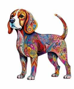 Beagle Dog Wooden Jigsaw Puzzle – Unique Shaped Pieces for Adults