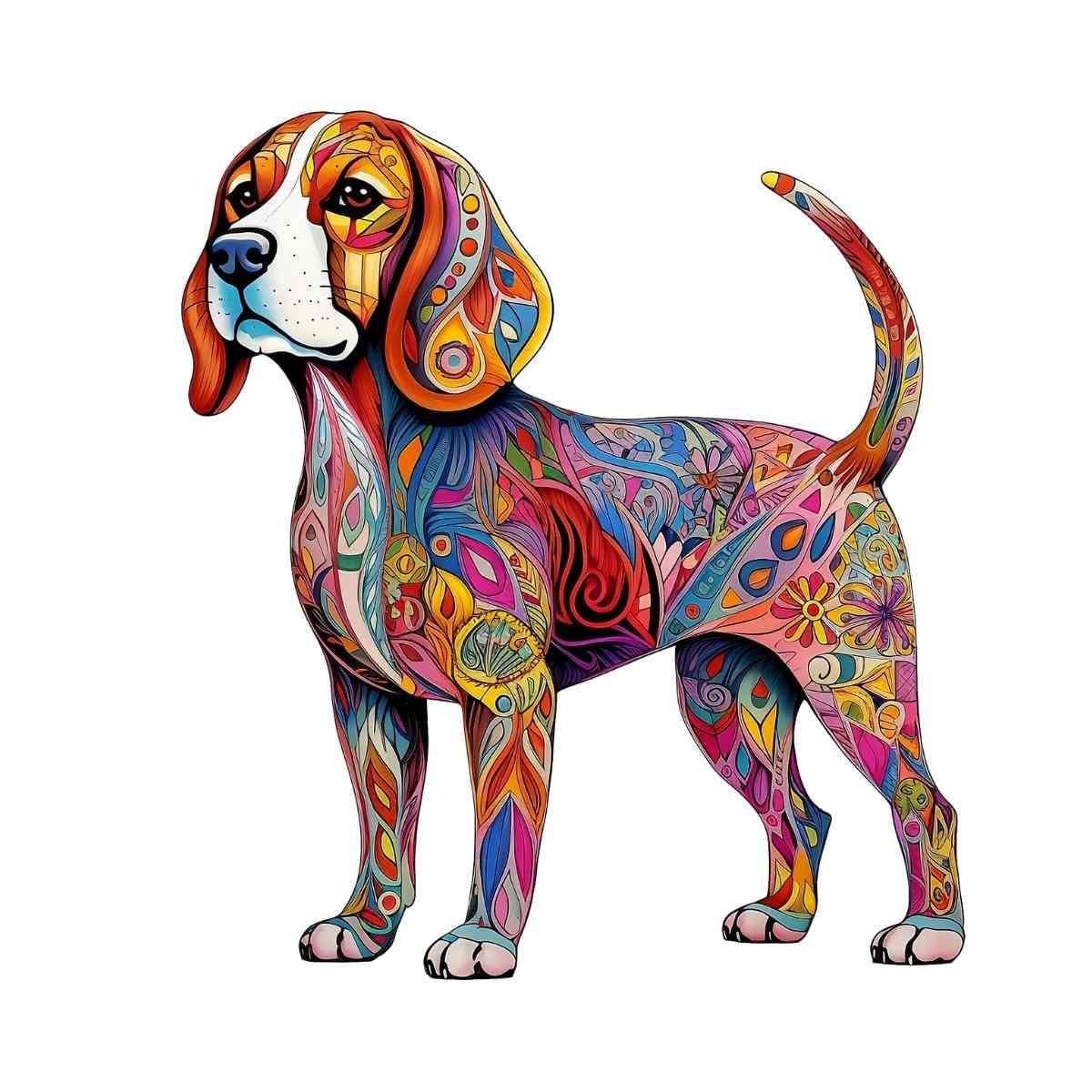 Beagle Dog Wooden Jigsaw Puzzle – Unique Shaped Pieces for Adults