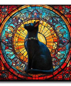 Stained Glass Feline Wooden Jigsaw Puzzle – Unique Shaped Pieces for Adults