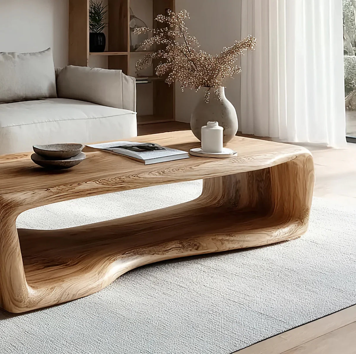 Rustic Wooden Coffee Table - Image 4