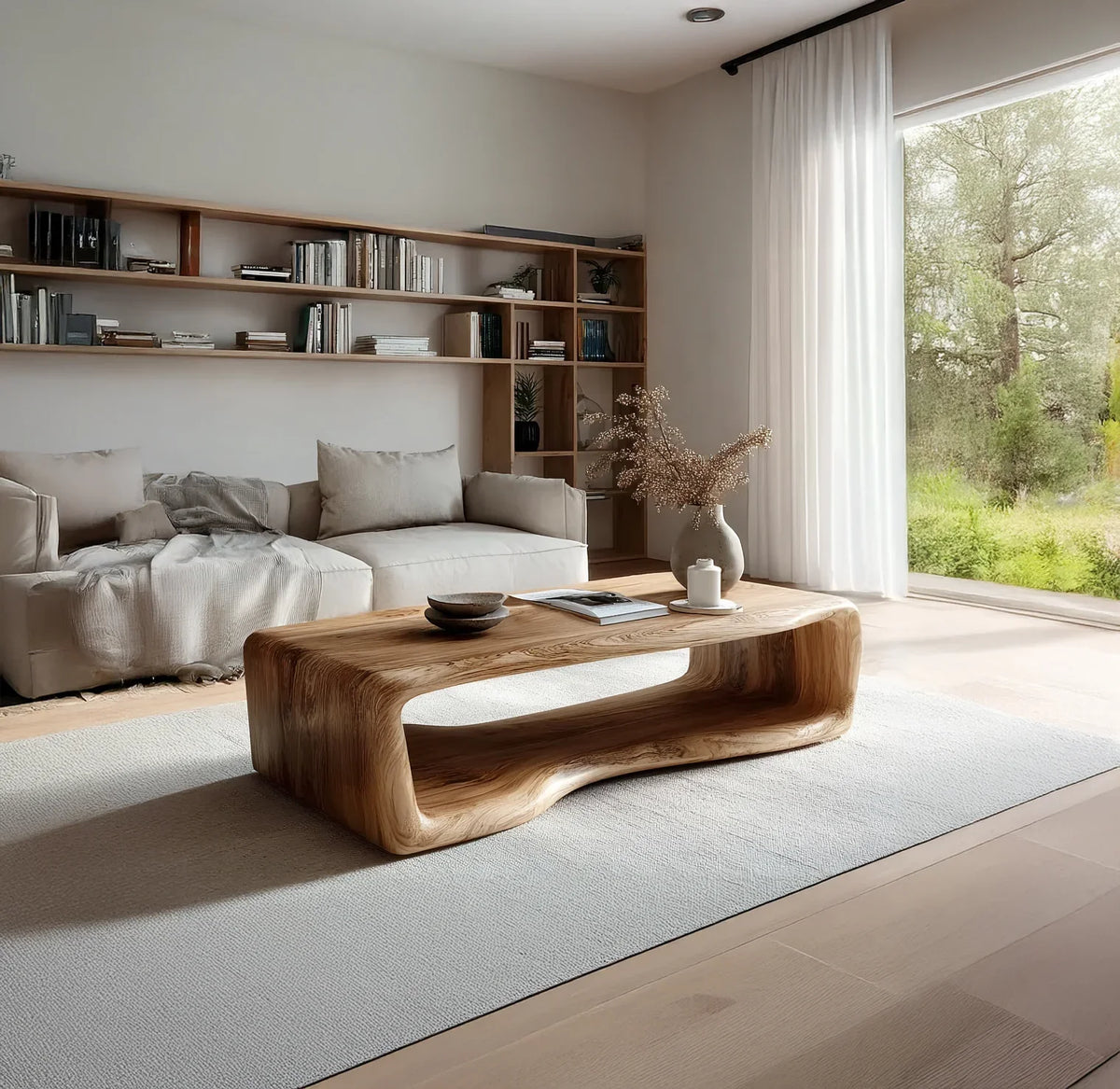 Rustic Wooden Coffee Table - Image 5