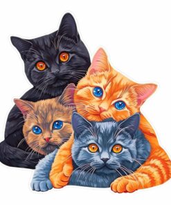 Dreamy Cats Wooden Jigsaw Puzzle – Unique Shaped Pieces for Adults