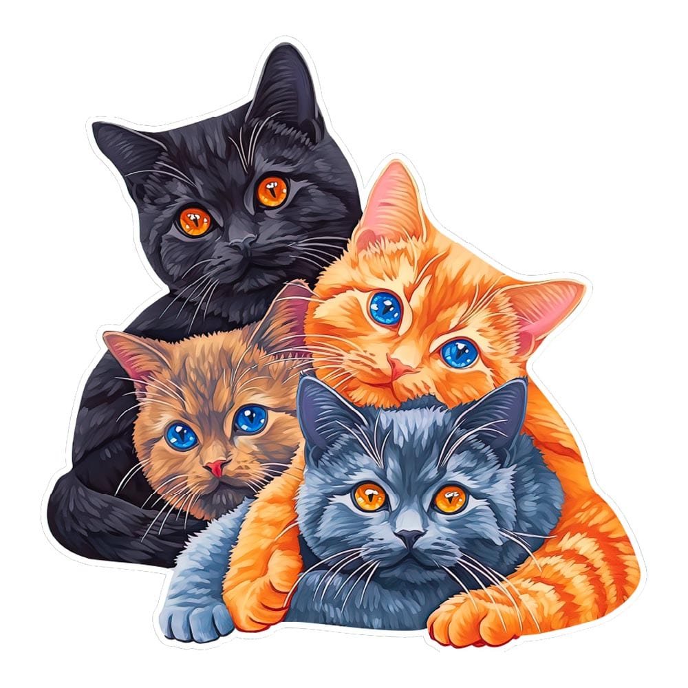 Dreamy Cats Wooden Jigsaw Puzzle – Unique Shaped Pieces for Adults