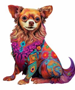Chihuahua Dog Wooden Jigsaw Puzzle – Unique Shaped Pieces for Adults