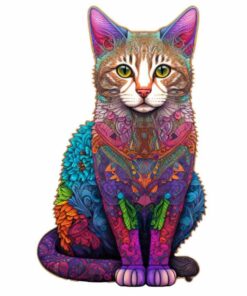 Cat Wooden Jigsaw Puzzle – Unique Shaped Pieces for Adults