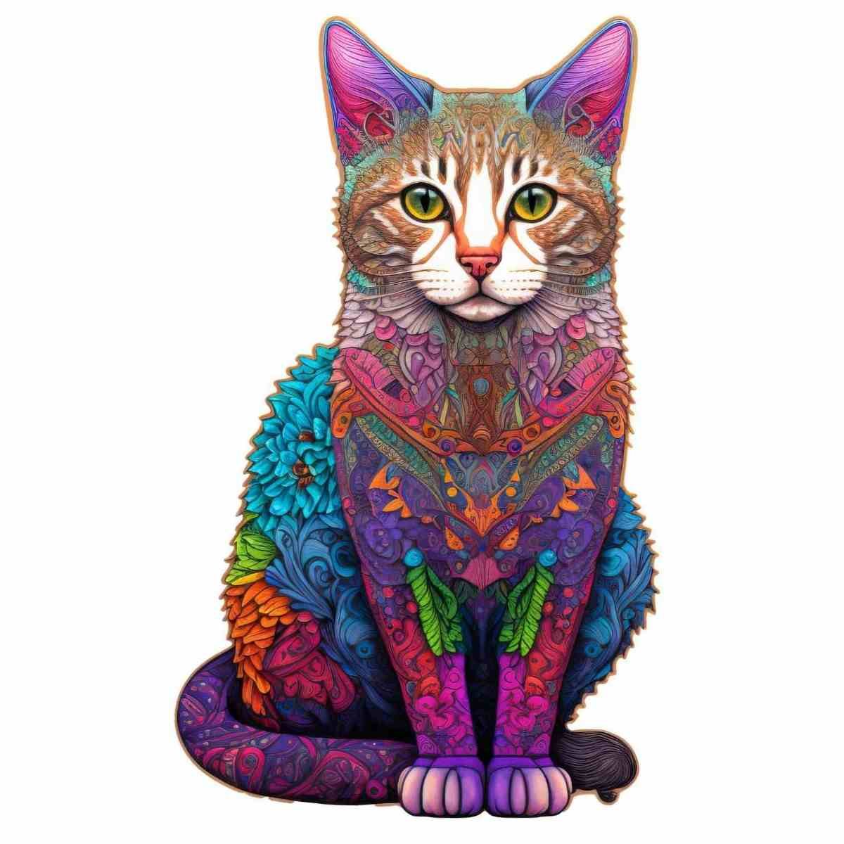 Cat Wooden Jigsaw Puzzle – Unique Shaped Pieces for Adults