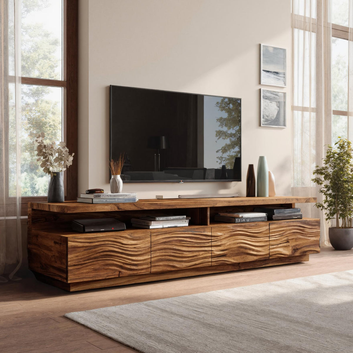Modern TV Stand With Storage Cabinets For Living Room - Image 2
