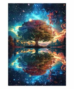 Galaxy Tree Of Life Wooden Jigsaw Puzzle – Unique Shaped Pieces for Adults
