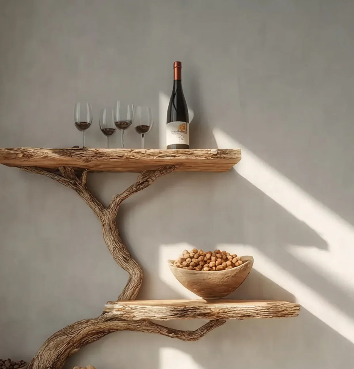 Rustic Driftwood Tree Branch Floating Shelf - Image 3