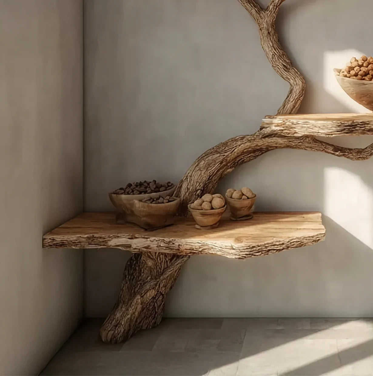 Rustic Driftwood Tree Branch Floating Shelf - Image 4