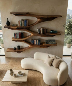 Alternative view of Mid Century Wooden Wall Shelf For Living Room Space