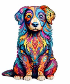 Australian Shepherd Dog Wooden Jigsaw Puzzle – Unique Shaped Pieces for Adults