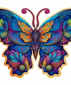 Galaxy Butterfly Wooden Jigsaw Puzzle – Unique Shaped Pieces for Adults