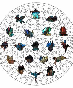 Alternative view of Stained Glass Dragon Wooden Jigsaw Puzzle – Unique Shaped Pieces for Adults