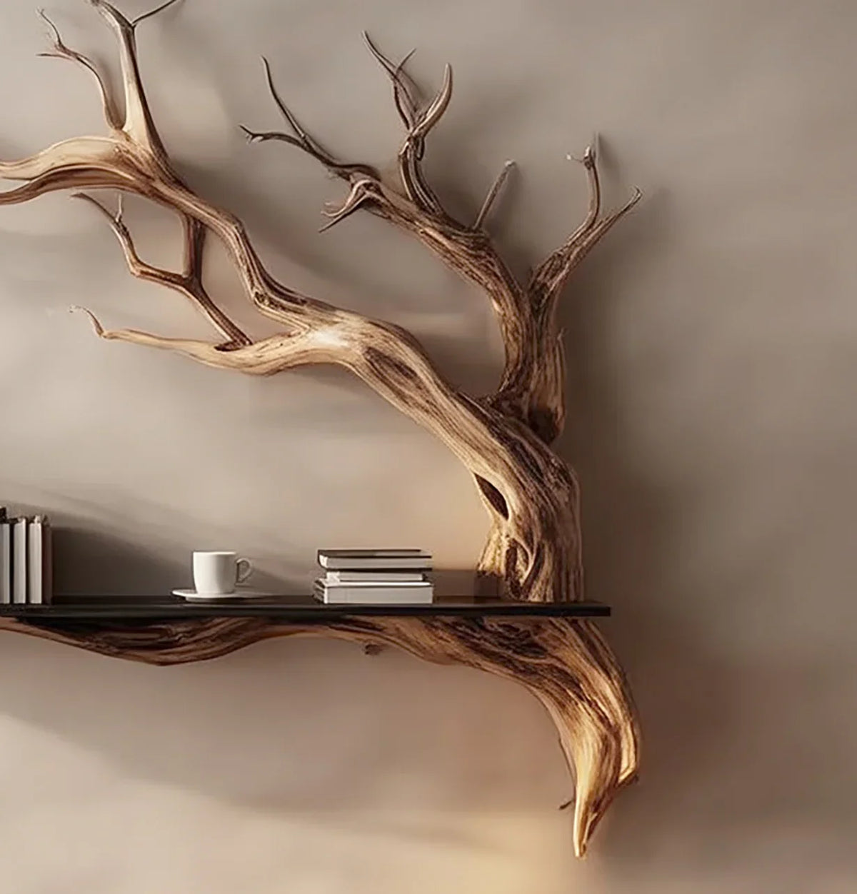 Handcrafted Wooden Tree Wall Shelf - Image 4