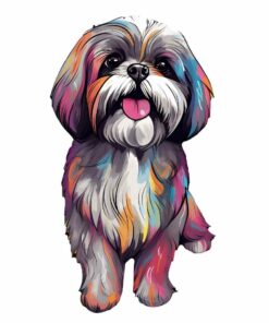 Shih Tzu Dog Wooden Jigsaw Puzzle – Unique Shaped Pieces for Adults
