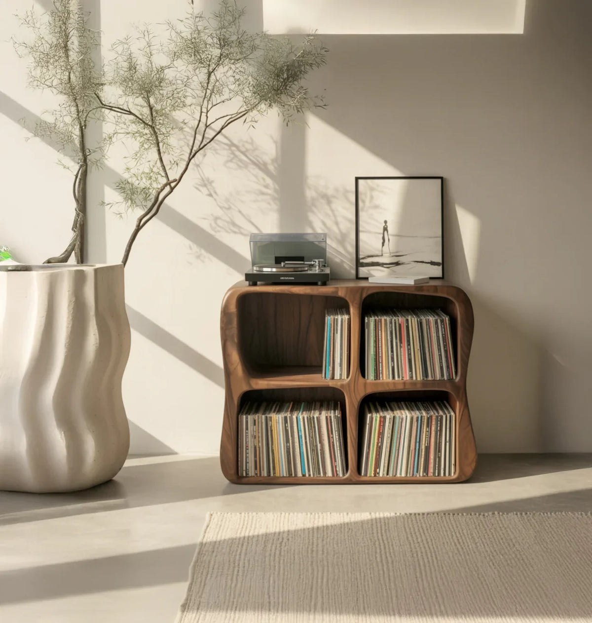Solid Wood Vinyl Record Storage Cabinet - Image 5
