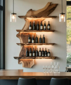 Handcrafted Live Edge Bar Shelf
