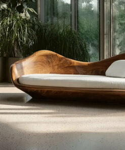Alternative view of Elegant Modern Wooden Sofa With Sculptural Frame