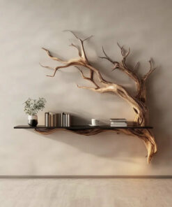 Handcrafted Wooden Tree Wall Shelf