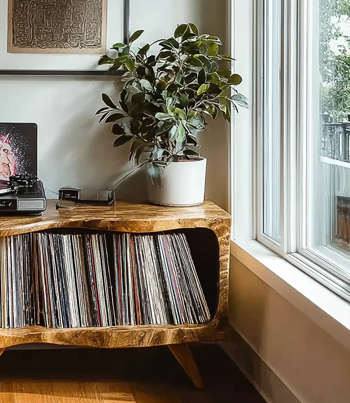 Handcrafted Wooden Record Player Stand - Image 4