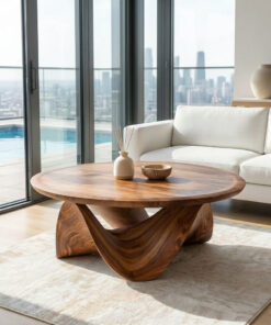 Alternative view of Sculptural Round Coffee Table For Holiday Decor