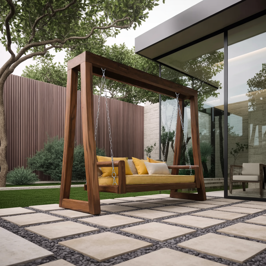 Contemporary Outdoor Swing Bench For Garden Patio Relaxation - Image 2