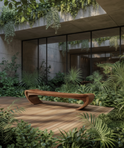 Alternative view of Modern Sculptural Wood Bench For Entryway Or Living Room